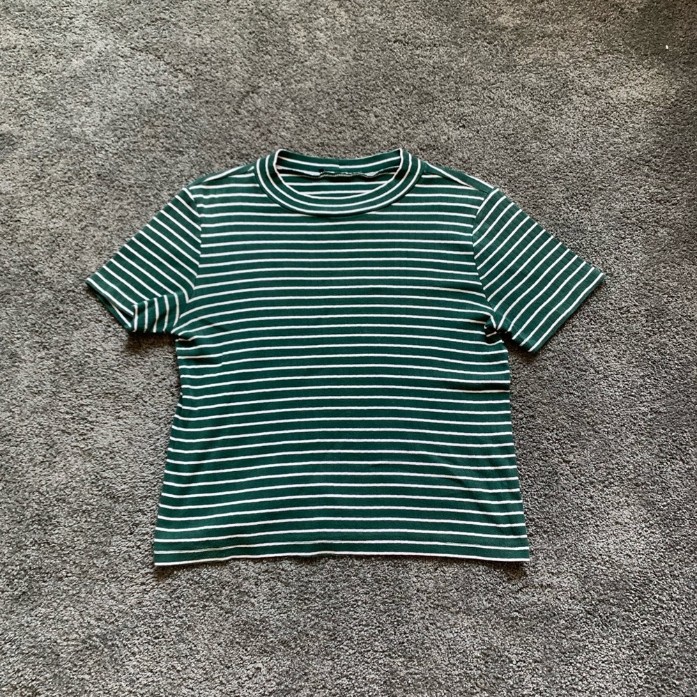 medium / large green & white striped shirt.